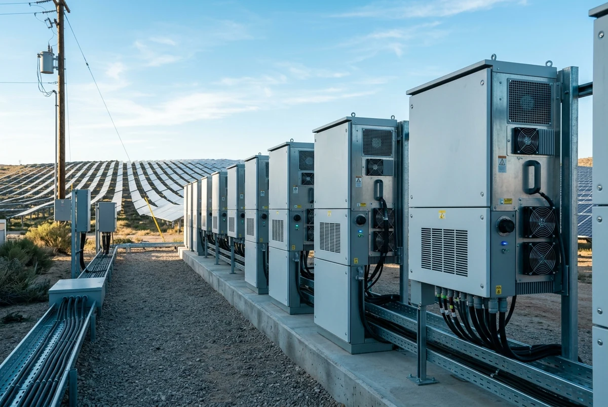 Invertoare la un parc fotovoltaic